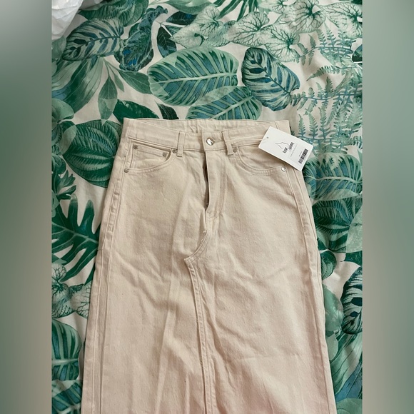NWT Djerf Avenue Remake Denim Skirt Maxi Cream - Picture 2 of 13